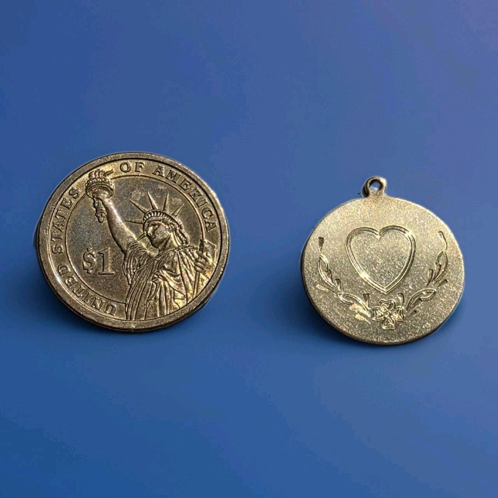 Vintage 1/20 12K Gold Filled Heart Floral Pendant Charm Engraved Becky